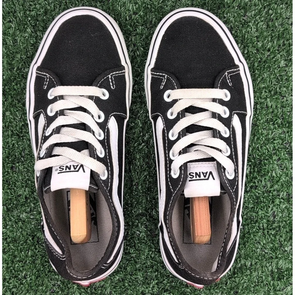Vans Filmore Decon Shoes Women's 5.5 Medium Black White‎ Canvas Suede Sneakers